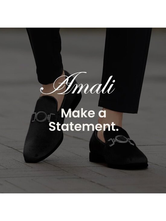 Amali Men\'s Black Velvet Loafers Lion Head Buckle Slip On Smoking Tuxedo Shoes main image 7